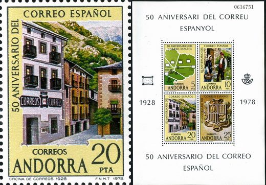 Andorra (Espanhola) - 1978 - 50 Aniv Correio Espanhol - Oficina de Correos - 20Ptas