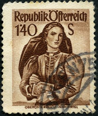 Austria - 1948 - Trajes Regionais - Alta Austria Innviertel - 1Sch40