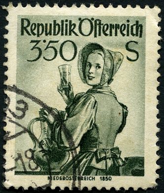 Austria - 1948 - Trajes Regionais - Baixa Austria 1850 - 3Sch50