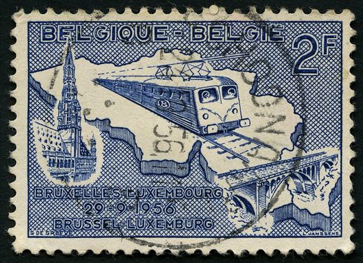 Belgica - 1956 - Linha Ferroviaria Bruxelas Luxemburgo - 2F