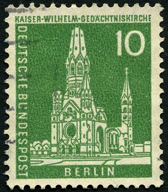 Berlim Ocidental - 1956 - Vistas de Berlim - Kaiser Wilhelm Gedachtniskirche - 10Pf