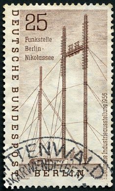 Berlim Ocidental - 1956 - Exposicao Industrial Alema - Estacao de Radio Berlin Nikolassee - 25Pf
