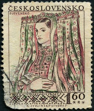Checoslovaquia - 1955 - Trajes Folcloricos Slovensko - 1.60Kcs
