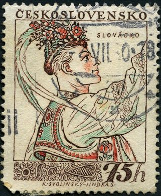 Checoslovaquia - 1955 - Trajes Folcloricos Slovacko - 75h