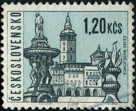 Checoslovaquia - 1965 - Castelos e Cidades - Ceske Budejovice - 1.20Kcs