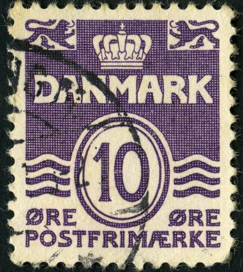 Dinamarca - 1933 - Linhas Onduladas - 10Ore Violeta