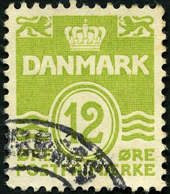 Dinamarca - 1933 - Linhas Onduladas - 12Ore Verde