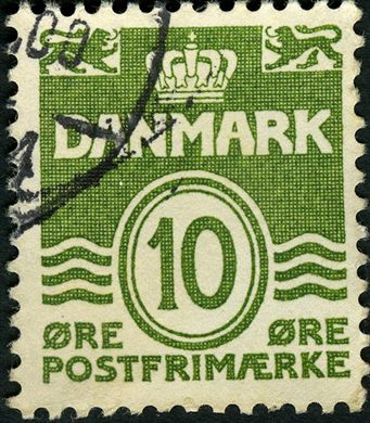 Dinamarca - 1950 - Linhas Onduladas - 10Ore Verde