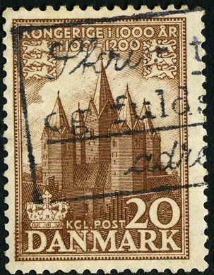 Dinamarca - 1955 - Reino Milenar 1100-1200 - Kongerige i 1000 ar - Igreja Medieval - 20Ore