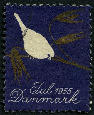 Dinamarca - 1955 - Julemarke Aves - Sem Valor