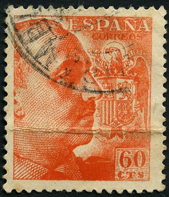 Espanha - 1940 - Franco y Escudo - 60Cts