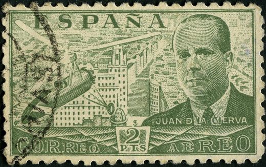 Espanha - 1941 - Correio Aereo Juan de la Cierva Verde - 2Ptas