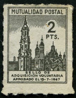 Espanha - 1947 - Mutualidade Postal - Catedral - 2Ptas