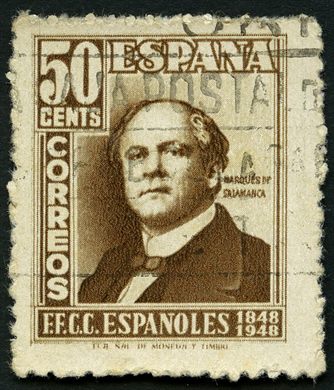 Espanha - 1948 - Centenario Caminhos de Ferro Marques de Salamanca - 50Cts