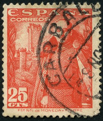 Espanha - 1948 - Franco y Castillo Mota - 25Cts