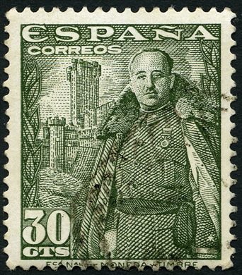 Espanha - 1948 - Franco y Castillo Mota - 30Cts Verde
