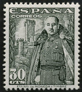 Espanha - 1948 - Franco y Castillo Mota - 30Cts Negro