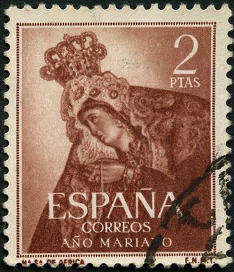 Espanha - 1954 - Ano Mariano Sra de Africa - 2Ptas