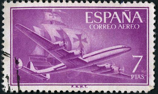 Espanha - 1955 - Correio Aereo Super Constellation - 7Ptas