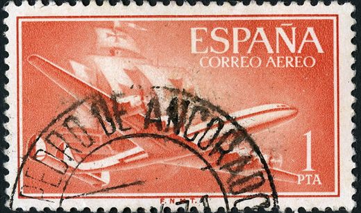 Espanha - 1955 - Correio Aereo Super Constellation - 1Ptas