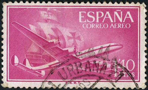 Espanha - 1955 - Correio Aereo Super Constellation - 1.40Ptas