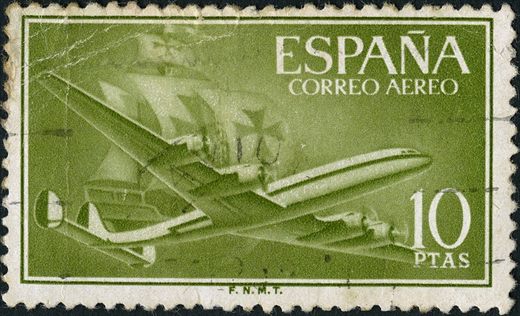 Espanha - 1955 - Correio Aereo Super Constellation - 10Ptas
