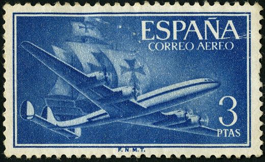 Espanha - 1955 - Correio Aereo Super Constellation - 3Ptas
