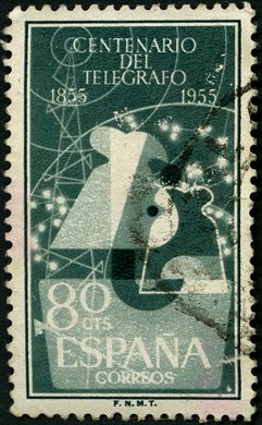 Espanha - 1955 - Centenario do Telegrafo - 80Cts