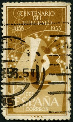 Espanha - 1955 - Centenario do Telegrafo - 15Cts