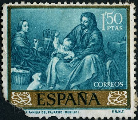 Espanha - 1960 - Dia del Sello - Murillo - Familia del Pajarito - 1Pta50