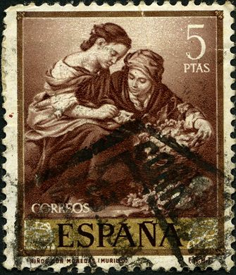 Espanha - 1960 - Pintores Murillo - Ninos con monedas - 5Ptas