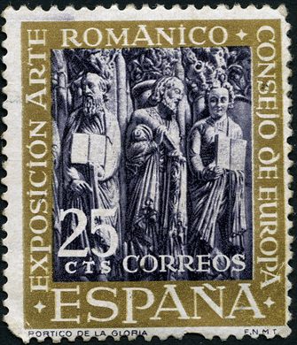 Espanha - 1961 - Arte Romanico Portico de la Gloria - 25Cts