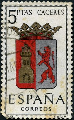 Espanha - 1962 - Brasoes das Capitais - Caceres - 5Ptas