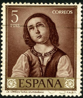 Espanha - 1962 - Pintura Zurbaran Virgen Nina - 5Pta