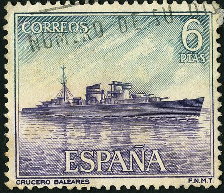 Espanha - 1964 - Marinha Espanhola Crucero Baleares - 6Ptas