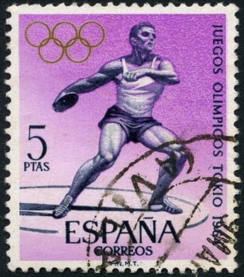 Espanha - 1964 - Jogos Olimpicos Toquio Disco - 5Ptas