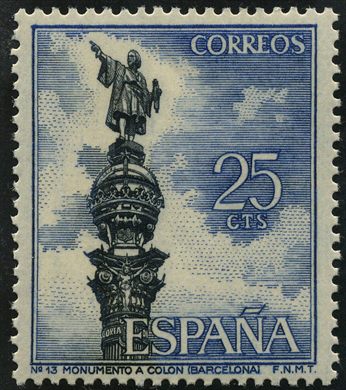 Espanha - 1965 - Turismo - Monumento a Colon Barcelona - 25Cts