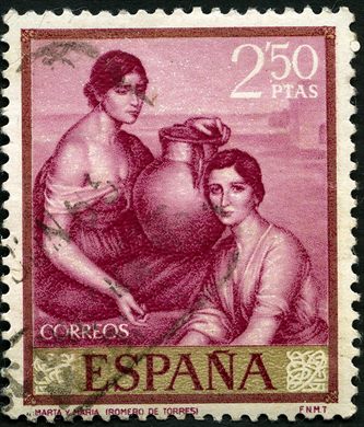 Espanha - 1965 - Pintor Romero de Torres Marta e Maria - 2Ptas50