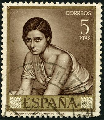 Espanha - 1965 - Pintores Romero de Torres - La Chiquita Piconera - 5Ptas
