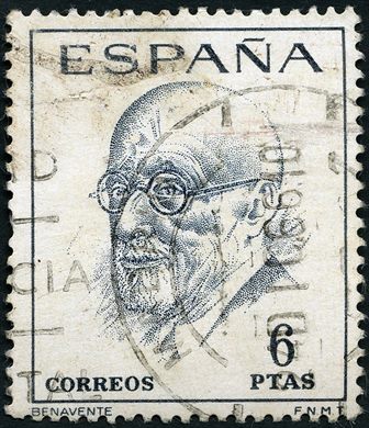 Espanha - 1966 - Literatos Espanhois Jacinto Benavente - 6Ptas