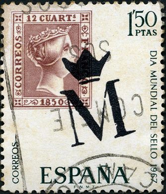 Espanha - 1967 - Dia Mundial do Selo 12 Cuartos - 1.50Ptas