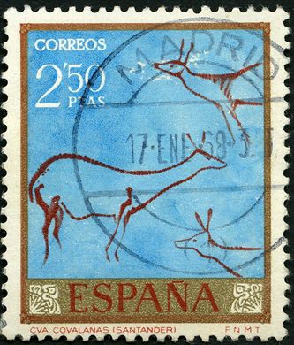 Espanha - 1967 - Homenagem ao Pintor Desconhecido Cova Covalanas Santander - 2Ptas50