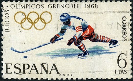 Espanha - 1968 - Jogos Olimpicos Grenoble Hoquei no Gelo - 6Ptas