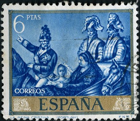 Espanha - 1968 - Dia del Sello - Fortuny - La Reina Cristina - 6Ptas