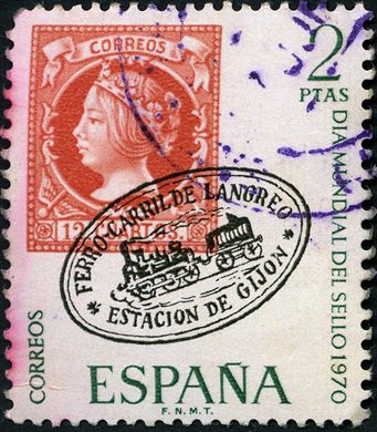 Espanha - 1970 - Dia Mundial do Selo Ferrocarril Langreo - 2Ptas