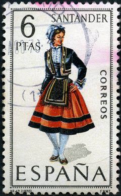 Espanha - 1970 - Trajes Tipicos Santander - 6Ptas