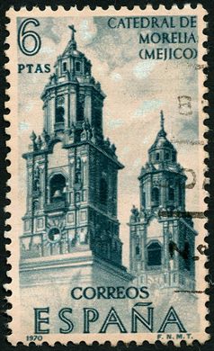 Espanha - 1970 - Hispanidad Catedral de Morelia Mejico - 6Ptas