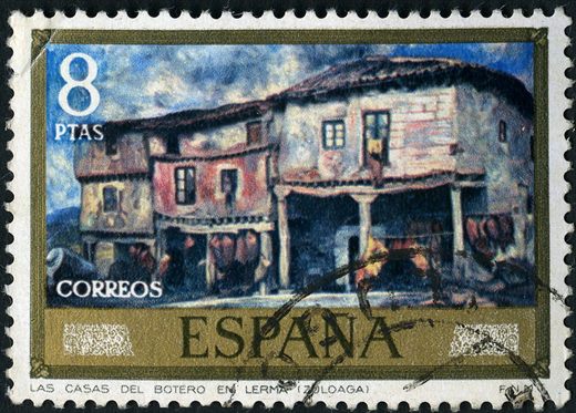Espanha - 1971 - Dia del Sello - Zuloaga - Casas del Botero en Lerma - 8Ptas