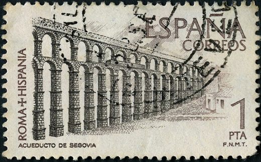 Espanha - 1974 - Roma Hispania - Aqueduto de Segovia - 1Pta