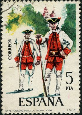 Espanha - 1975 - Uniformes Militares Fusilero Regimento de Vitoria - 5Ptas